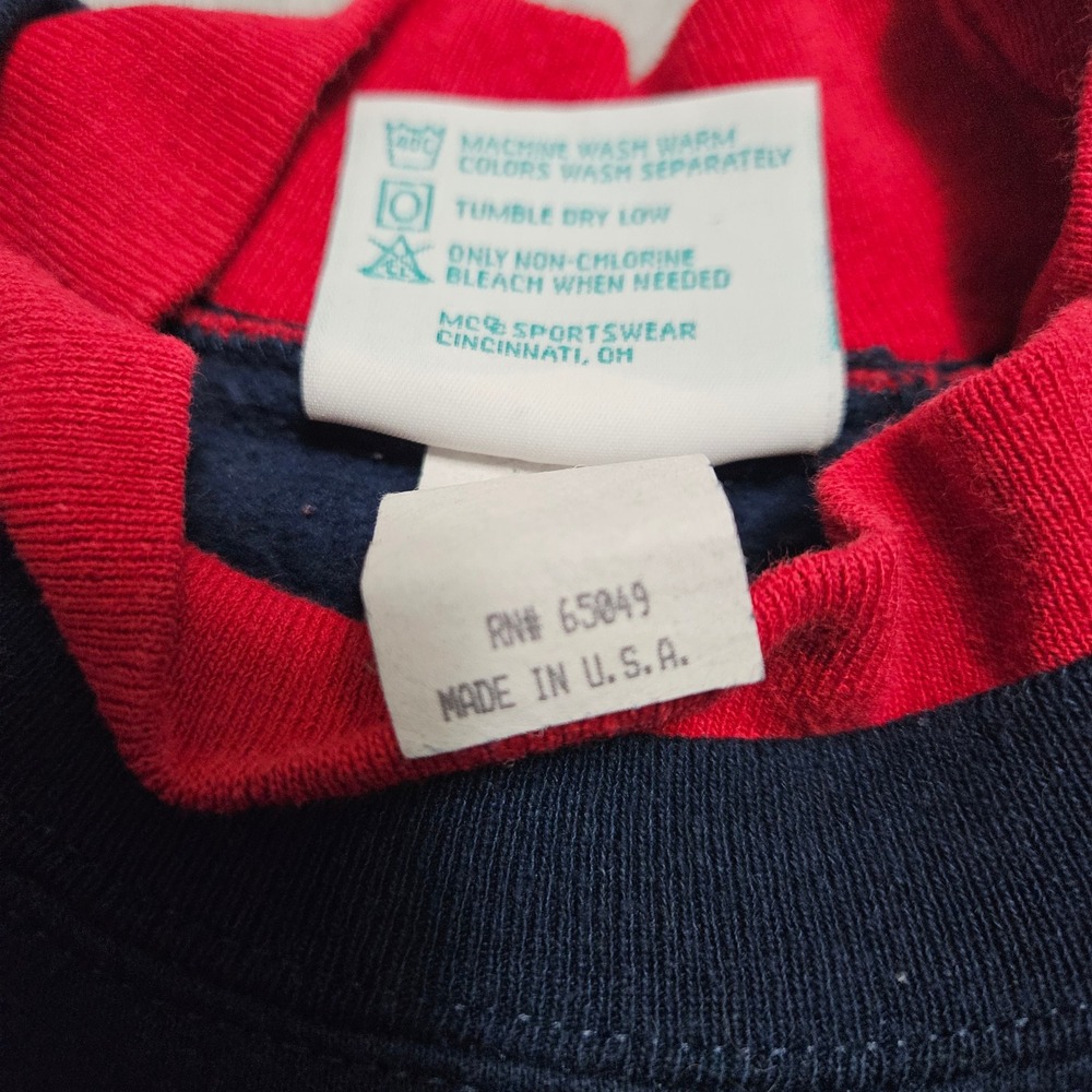 VTG 90s GRANDMA Made Usa XL NAVY RED EMBROIDERED GRANDKID KEY M&C COTTAGECORE - Picture 5 of 9